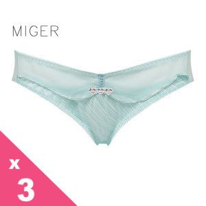 [MIGER密格內衣]時尚條紋網紗低腰三角內褲3件東森得易購電話-紫色/水色/膚色