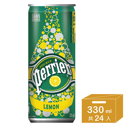 法國Perrier 氣泡天然礦泉水-檸檬口味 鋁罐 (330mlx24罐)  