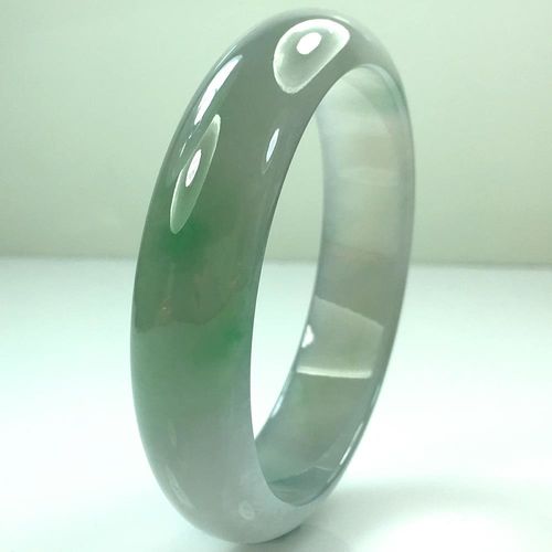 緬甸天然翡翠A貨 玻冰種春帶彩圓鐲