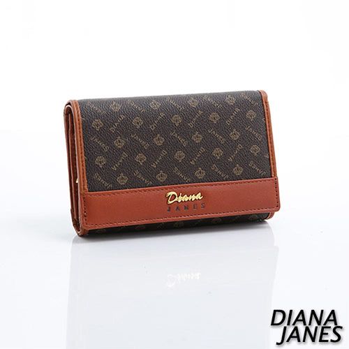 Diana Janes 經典LOGO 牛皮 對折中夾