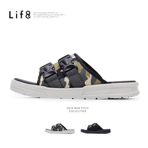 Life8-Sport 輕量 彈力布 雙帶扣男女拖鞋-09866