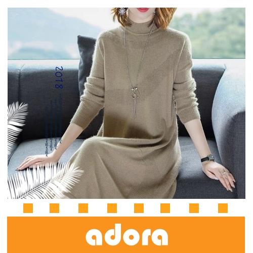 adora 2018韓版秋冬高領寬鬆氣質毛衣針織長袖洋裝