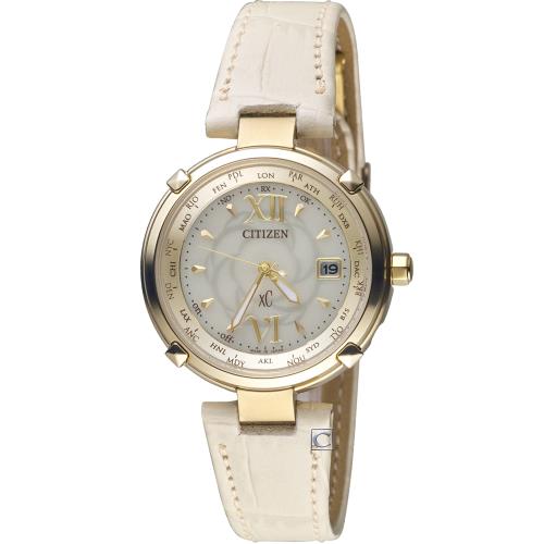 CITIZEN xC 愛戀玫瑰光動能電波鈦金屬腕錶(EC1042-00P)31mm