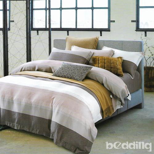 BEDDING-100%天絲萊賽爾-特大6x7薄床包5x6.2尺涼被四件組-時尚先生-咖
