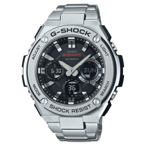 【CASIO 卡西歐】G-STEEL 系列不鏽鋼太陽能電力手錶(GST-S110D-1A)