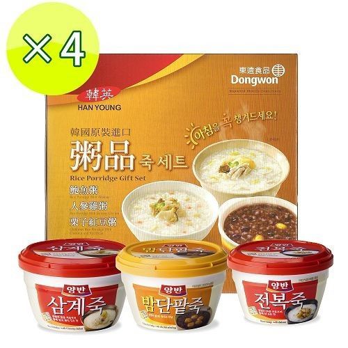 【一等鮮】韓國東遠粥品禮盒4盒24杯(紅豆栗子粥*24)  