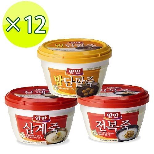 【一等鮮】韓國東遠粥品12杯(鮑魚粥*4+蔘雞粥*4+紅豆栗子粥*4)  