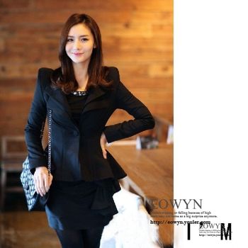 春短外套韓版女式修身職業通勤OL小西裝氣質燕尾服黑色/白色/S/M/L/XL