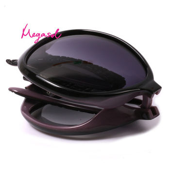 【MEGASOL】寶麗萊UV400摺疊偏光太陽眼鏡(設計師晶鑽款)MS6214Z-內紫色