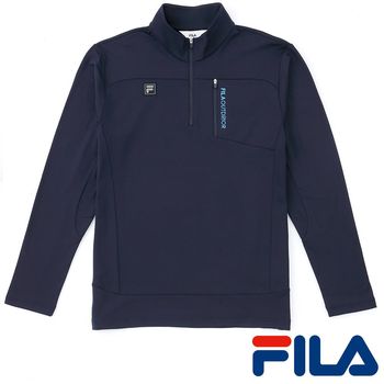 FILA男仕吸濕排汗刷毛上衣(學院藍)1TEP-5100-NV