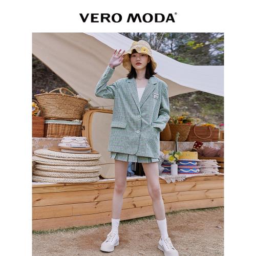 Vero Moda奧萊格紋通勤西裝貼布