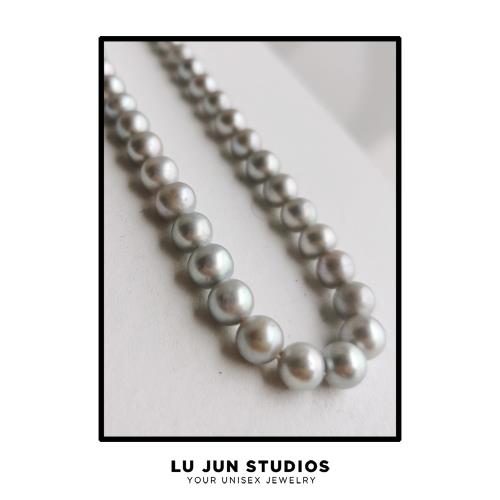 LJS項鏈長短純銀天然淡水珍珠