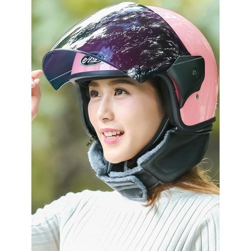 女士安全帽冬季保暖電動車頭盔