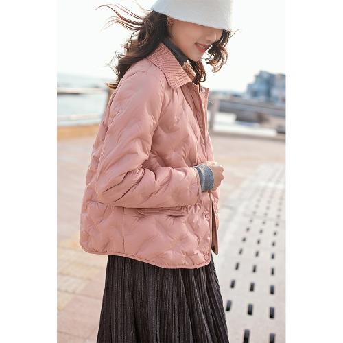 紅念粉色輕薄羽絨服女短款小個子冬季2023年新款氣質冬裝外套上衣