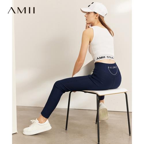 Amii2023新款通勤修身高腰小腳褲