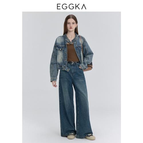 EGGKA紐扣牛仔復古短款設計上衣