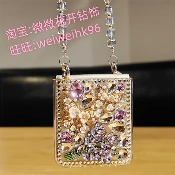 適用三星ZFLIP6折疊屏4滿鉆3手機殼zflip5掛繩女款潮牌韓國保護套ins風閃鉆可愛女生小清新奢華手提中國風