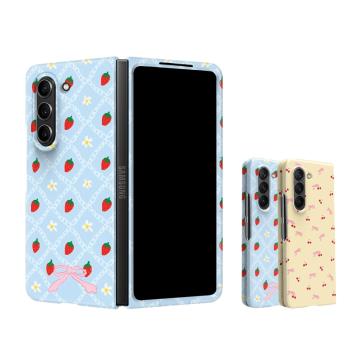 草莓花朵適用三星ZFold7手機殼fold6女新款Fold5折疊屏W24心系天下W25高級小眾超薄防摔日韓國菲林硬殼