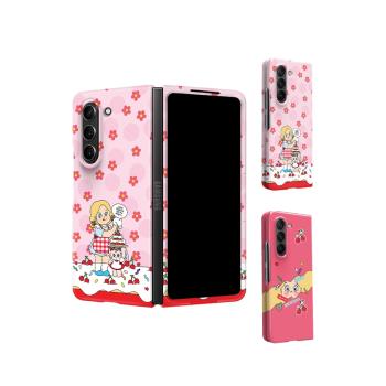紅底金發女孩適用三星ZFold7手機殼fold6女新款Fold5折疊屏W24心系天下W25高級小眾超薄防摔日韓國菲林硬殼