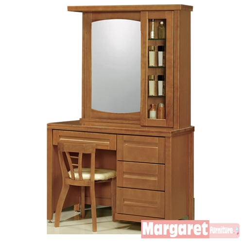 【Margaret】古韻典雅3.5尺實木化妝台+椅