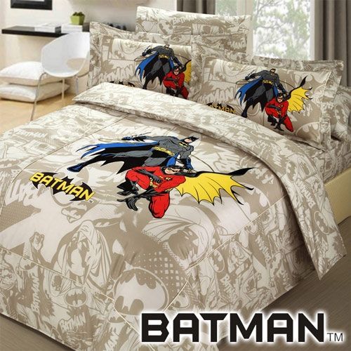 【BATMAN】蝙蝠俠雙人精梳棉四件式被套床包組(淺棕)