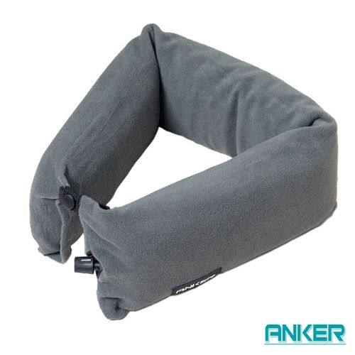 【ANKER】自動充氣可彎頸枕-絨毛布