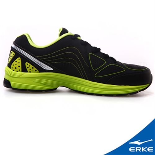 【ERKE爾克】男性運動常規慢跑鞋－正黑／青竹綠