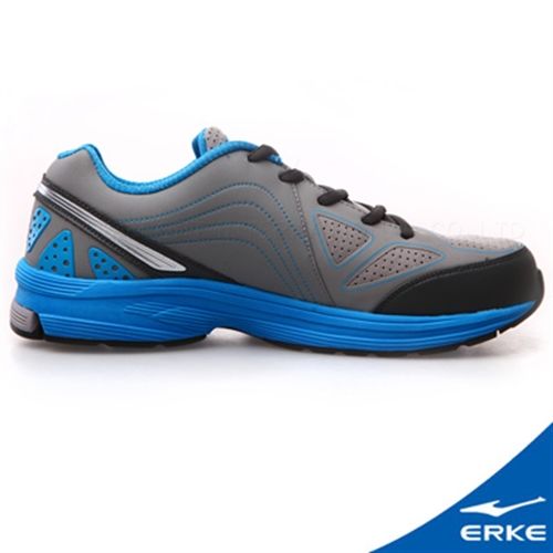 【ERKE爾克】男性運動常規慢跑鞋－鋼灰／碧藍