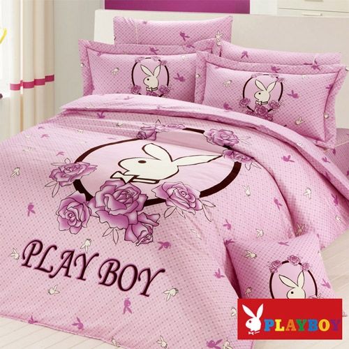【PLAYBOY】紳士玫瑰 精梳棉加大八件式兩用被床罩組