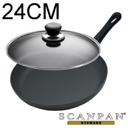 【丹麥SCANPAN】 思康鍋單柄平底鍋24cm（送玻璃蓋）