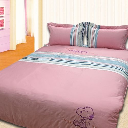 【SNOOPY】 史努比雅緻生活 粉頂級精梳棉雙人八件式床罩組