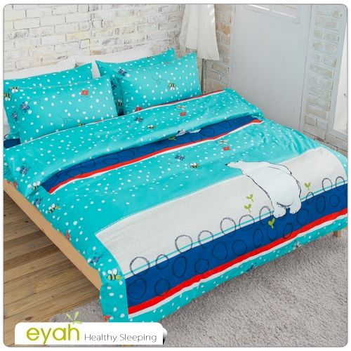 【eyah】北極天堂100％純棉雙人四件式床包被套組
