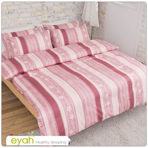 【eyah】粉紅物語100％純棉雙人四件式床包被套組