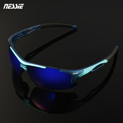 【Nessie 尼斯濾藍光眼鏡】偏光運動墨鏡款-科技藍(PC運動墨鏡框)