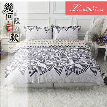 【Luna Vita 】雙人 60支精梳純棉設計款 舖棉兩用被床包四件組-角