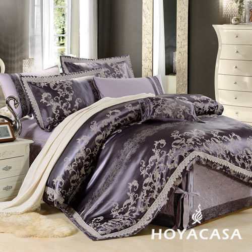 【HOYACASA】 簡單主義 莫代爾緹花雙人八件式兩用被床罩組