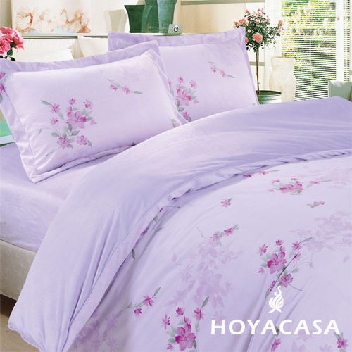 【HOYACASA】 花語芬芳  短毛絨特大四件式兩用被床包組