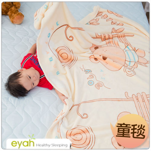 【eyah】口哨小熊-棕 頂級超舒柔雙面雪貂絨童毯/嬰幼兒毯