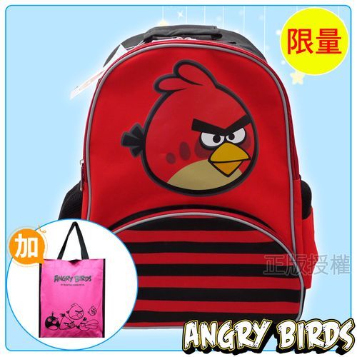 【Angry Birds】憤怒鳥 書包+補習袋-俏皮護背反光款(紅色)