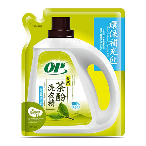 OP 天然茶酚洗衣精補1500mlx6包/箱
