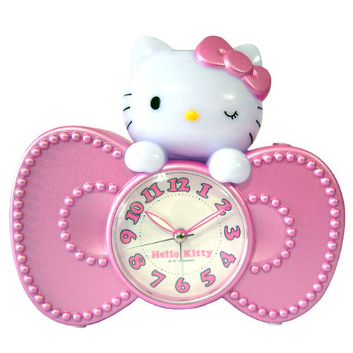 【Hello Kitty】 甜美蝴蝶結 超靜音貪睡鬧鐘 (JM-E601-KT)