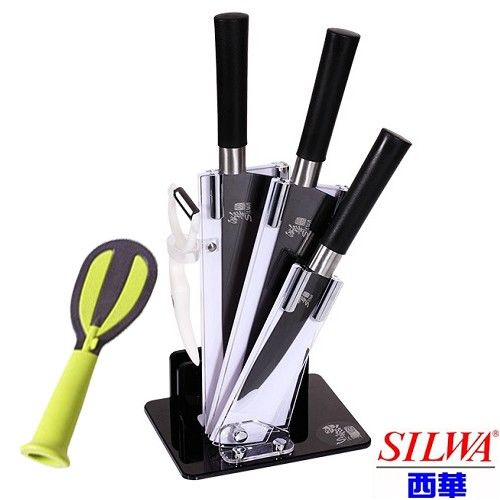 SILWA西華黑晶鑽碳刀具5件組+多功能立式飯匙