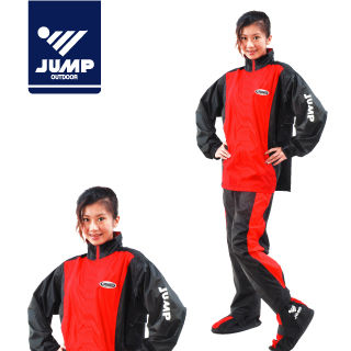 【JUMP】挺酷套裝休閒風雨衣(黑紅_M~3XL)
