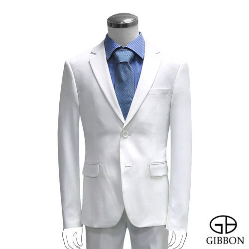 GIBBON 都會時尚修身西裝外套‧白色46~50