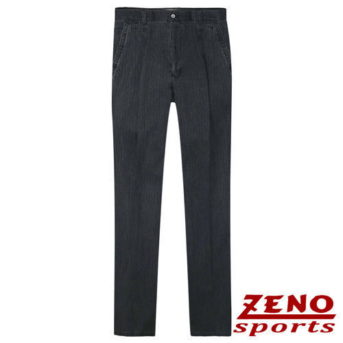 ZENO傑諾 歐式條紋打摺休閒長褲‧深灰32~40