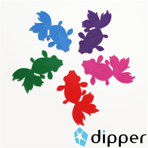dipper原創彩色金魚杯墊/桌墊/隔熱墊-彩色五入-行動