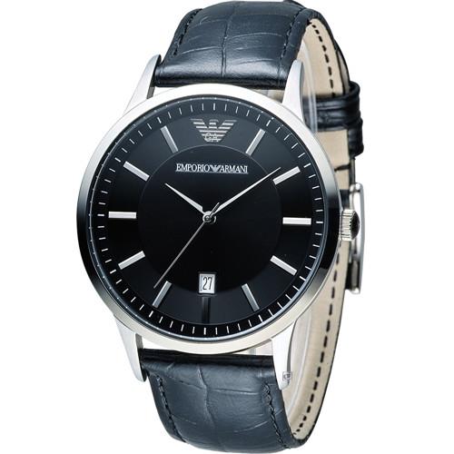 EMPORIO ARMANI Classic 簡約內斂時尚腕錶 AR2411 黑