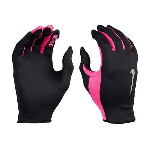 【NIKE】RALLY 2.0 女用跑步手套-慢跑 路跑 防曬 一雙入 黑螢光粉紅