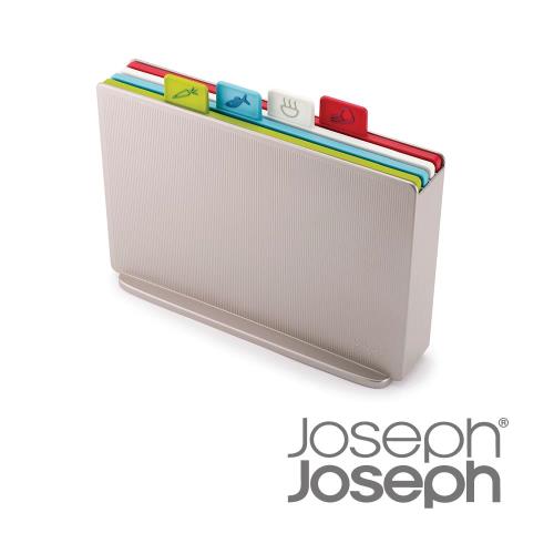 《Joseph Joseph英國創意餐廚》 檔案夾止滑砧板組-雙面附凹槽(小銀)