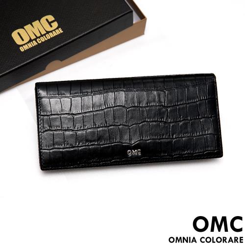 OMC - 韓系品味真皮鱷魚紋12卡2照長夾
